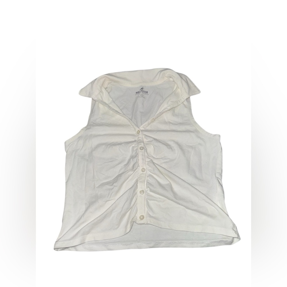 Hollister Cropped White Button-Up Shirt